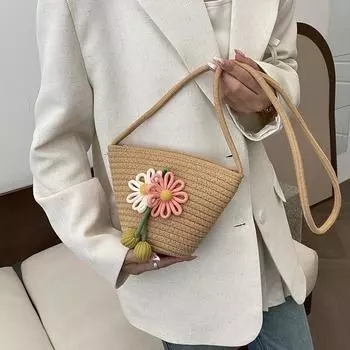 летняя новая плетеная сумка женская плетеная пляжная сумка через плечо женская симпатичная сумка через плечо маленькая сумочка
