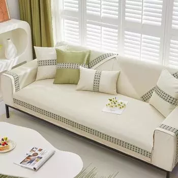 Летняя новая подушка для дивана из ледяного шелка, летний коврик, зеленая нескользящая подушка, кожаный чехол, тканевое полотенце для спинки 70*70cm