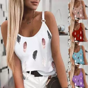 Летняя новая повседневная рубашка с круглым вырезом и принтом, женские топы без рукавов, блузка больших размеров для женщин, модные элегантные свободные офисные женские блузки 24708 S фиолетовый