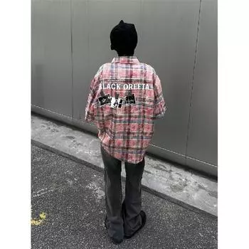 Летняя новая повседневная рубашка с рукавами пять четвертей, свободная рубашка большого размера с короткими рукавами для мужчин и женщин M синий