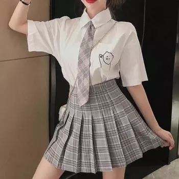 Летняя новая японская вышивка белая рубашка с короткими рукавами женская рубашка XS белый