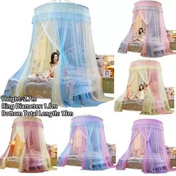 Летняя новая роскошная москитная сетка принцесса, элегантное постельное белье, шторы, купольное подвесное постельное белье, двухцветная палатка против насекомых 1.2m (4 feet) bed розовый/фиолетовый