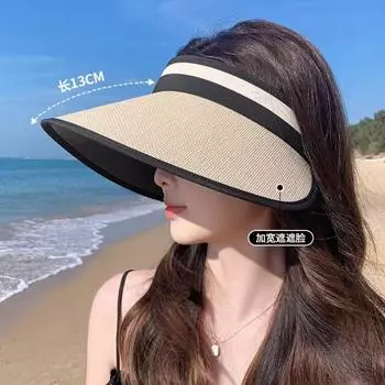 Летняя новая соломенная шляпа из рафии, солнцезащитный козырек, женская шляпа с большими полями, пустая шляпа-цилиндр, большая окружность головы, солнцезащитная шляпа