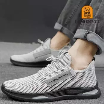 Летняя новая спортивная обувь Old man s head 2024 года, мужские пустые дышащие кроссовки с мягкой подошвой, повседневные и легкие кроссовки 38 чёрный