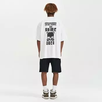 Летняя новая стильная мужская и женская свободная футболка с короткими рукавами с рисунком из мультфильма S белый