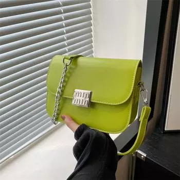 Летняя новая сумка-цепочка модная сумка подмышкой простая и популярная сумка через плечо текстура свежая личность маленькая квадратная сумка чёрный