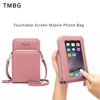 Летняя новая сумка для мобильного телефона с сенсорным экраном, модная однотонная женская маленькая вместительная сумка-кошелек, мини-сумка-мессенджер для женщин, праздничный подарок бордовый