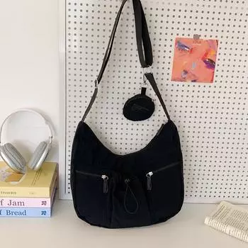 Летняя новая сумка-полумесяц большой вместимости, спортивная, универсальная, модная, для поездок на работу, сумка-пельмень чёрный