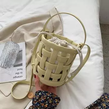 Летняя Новая Сумка Женская Текстурная Иностранная Сумка-Ведро Плетеная Модная Сумка-Тоут Сумка через Плечо Сумка Женская 4