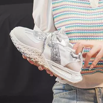 Летняя новая универсальная женская дышащая обувь Forrest Gump Casual Sneaker 35 серебряный