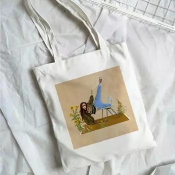 Летняя новая забавная женская сумка для покупок с мультяшным принтом, повседневная модная сумка Harajuku, парусиновая сумка для покупок, сумка для девочек, одна 24*26cm