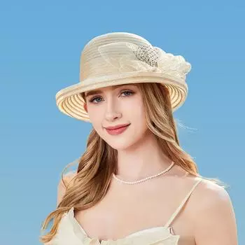Летняя новая завитая шляпа-ведро из органзы с цветком, женская солнцезащитная шляпа-тазик, дышащая шляпа One size хаки