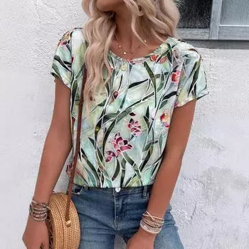 Летняя новая женская футболка с круглым вырезом и короткими рукавами с цифровым 3D-принтом Animal S