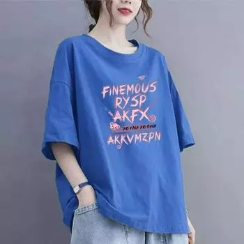 Летняя новая женская хлопковая повседневная дышащая футболка с короткими рукавами 2025 года XS