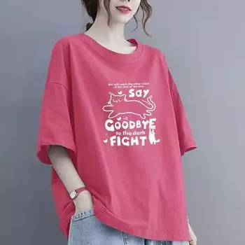 Летняя новая женская хлопковая повседневная дышащая футболка с короткими рукавами 2025 года XS