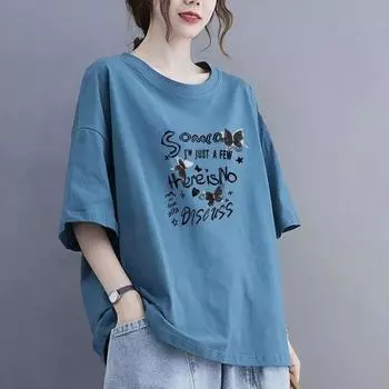 Летняя новая женская хлопковая повседневная дышащая футболка с короткими рукавами 2025 года XS