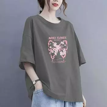 Летняя новая женская хлопковая повседневная дышащая футболка с короткими рукавами 2025 года XS