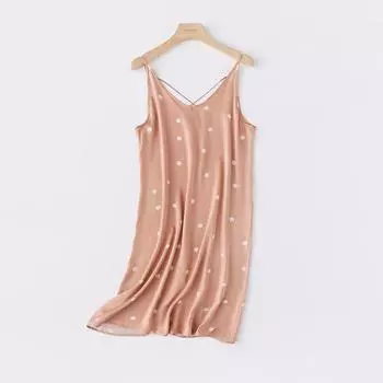Летняя новая женская ночная рубашка, юбка-камисоль с принтом, V-образный вырез, без рукавов, сексуальное платье, лето, женщины больших размеров M