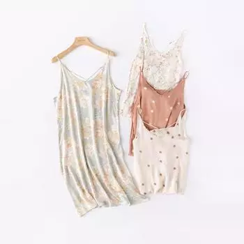 Летняя новая женская сексуальная ночная рубашка из 100% вискозы, юбка-бретелька с принтом, юбка без рукавов с v-образным вырезом, сексуальное платье, летнее женское платье больших размеров M