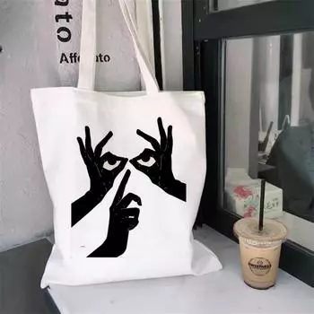 Летняя новая женская сумка для покупок с забавным мультяшным принтом, модная ретро-сумка Harajuku, парусиновая сумка для покупок, сумка для девочек. 24*26cm