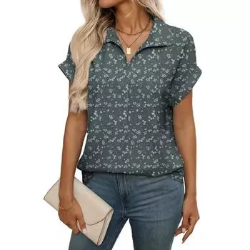 Летняя новая женская свободная рубашка-пуловер с короткими рукавами и открытыми плечами в стиле кэжуал с цветочным принтом S белый