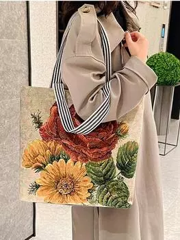 Летняя новая золотая шелковая сумка модная сумка Han Chao для отдыха сумка на одно плечо креативный узор женская холщовая сумка