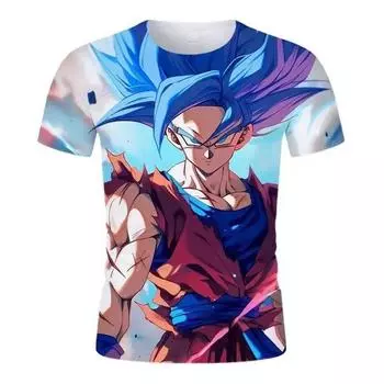 Летняя новинка 2024 года с коротким рукавом и 3D-принтом, модная крутая мужская и женская футболка с круглым вырезом в стиле аниме «Dragon Ball» XS