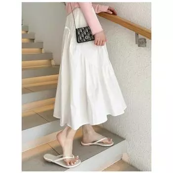 Летняя новинка 2024 года в стиле корейского шика, юбка А-образной формы с бантом, юбка средней длины S белый