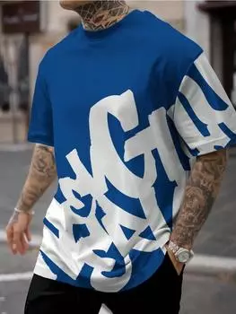 Летняя новинка 3D-печать мужская повседневная футболка с короткими рукавами из полиэфирного волокна удобная дышащая ретро-печать с короткими рукавами S