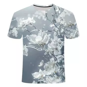 Летняя новинка, 3D-печатная креативная серия Water Splash, персонализированные мужские и женские футболки с круглым вырезом и короткими рукавами XS