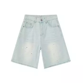 Летняя новинка для мужчин с рисунком в виде пятен чернил, светло-голубые выбеленные джинсы Five Point Trend S светло-синий