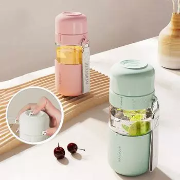 Летняя новинка из боросиликатного стекла с одной кнопкой быстрого открытия крышки чайная чашка портативная маленькая веревка с бутылкой для питья чая 301-400ml зелёный
