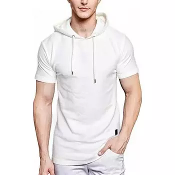 Летняя Новинка Мужская Толстовка Футболка Легкая Дышащая Спортивная Майка для Фитнеса Бега для Мужчин Футболки в Простом Стиле M белый