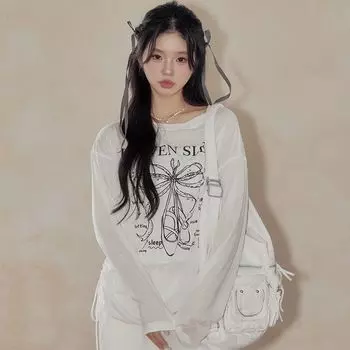 Летняя новинка Pure Desire Style Spicy Girl футболка с длинным рукавом женская тонкая солнцезащитная рубашка для похудения и похудения уникальный универсальный топ S белый