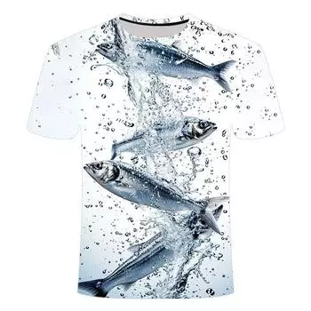 Летняя новинка серии морепродуктов с 3D-принтом футболка персонализированный тренд мужской и женский большой топ с короткими рукавами XS