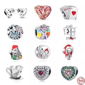 Летняя новинка, стерлинговое серебро 925 пробы, благодарное сердце и звезды, цветочные бусины, подходят модные подвески, браслет, ювелирные изделия, женские аксессуары