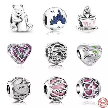 Летняя новинка, стерлингового серебра 925 пробы, Русалка, красное сердце, бусины для мамы, подходят для браслета, ювелирные изделия, женские аксессуары
