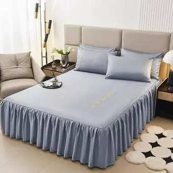 Летняя новинка в европейском стиле, простая моющаяся шелковая юбка-кровать, нескользящий чехол на кровать, домашний наматрасник, наволочка 150x200x45cm 1PC