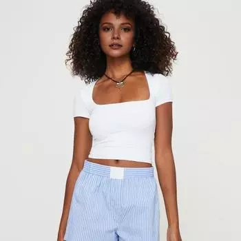 Летняя облегающая футболка с квадратным воротником и коротким рукавом, укороченные топы, однотонная женская футболка M красный