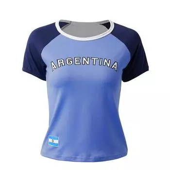 Летняя облегающая футболка Y2K в стиле ретро, повседневная футболка с круглым вырезом и короткими рукавами для женщин в европейском и американском стиле S синий