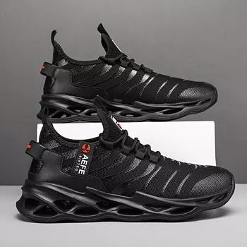 Летняя обувь большого размера, дышащая мужская обувь, летающая сетчатая обувь для бега, кроссовки 40 чёрный