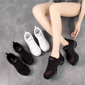 Летняя обувь для джазовых танцев с сетчатой поверхностью для упражнений на мягкой подошве для йоги 35 белый