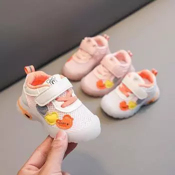 Летняя обувь для ходьбы для мальчиков с прозрачной сетчатой подошвой на резиновой подошве, ударопрочная обувь для девочек, обувь для новорожденных малышей 16 12cm розовый