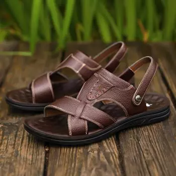 Летняя обувь для мужчин 2022 года, модные сандалии с открытым носком, повседневная пляжная обувь для отдыха, мужские сандалии для вечеринок 38 чёрный