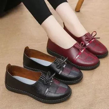 Летняя обувь для обуви, женские кожаные туфли на плоской подошве, весенние классические женские лоферы, повседневные кожаные повседневные удобные модные туфли 40 чёрный