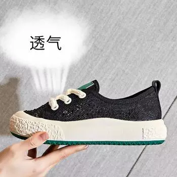 Летняя обувь для рыбалки, женская, 2025, новая сетчатая дышащая повседневная обувь, обувь на плоской подошве с мелким горлом, женская универсальная обувь на шнуровке 35