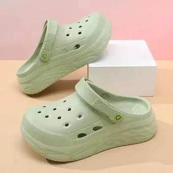 Летняя обувь Hole Shoes с нескользящей толстой подошвой, медицинские тапочки для медсестер Baotou, пляжные модные сандалии 39-40 бежевый