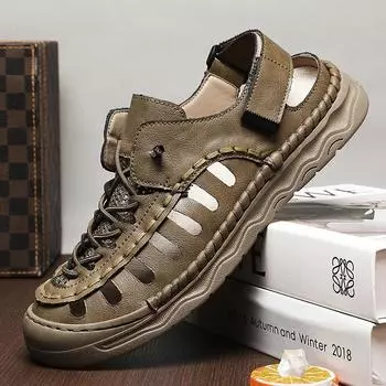 Летняя обувь Hollow, модные дышащие мужские сандалии, пляжные сандалии, дышащая мужская повседневная обувь, удобные мужские кроссовки 38 чёрный