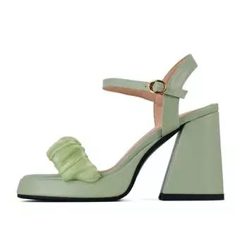 Летняя обувь Krazing Pot из искусственной кожи с открытым носком на очень высоком каблуке, плиссированные ремешки с пряжкой, вечерние модные женские сандалии с открытым носком 34 зелёный