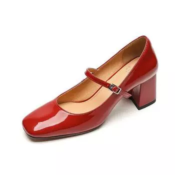 Летняя обувь Krazing Pot из натуральной кожи с квадратным носком на массивном каблуке, женские туфли-лодочки Мэри Джейн с пряжкой и ремешком 34 белый